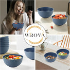 Wheat Straw Bowl Sets,8 PCS Unbreakable Cereal Bowls 26 OZ,Microwave and Dishwasher Safe Bowls,Kitchen Bowl suitable for cereal,salad,snack and soup (Navy Blue)