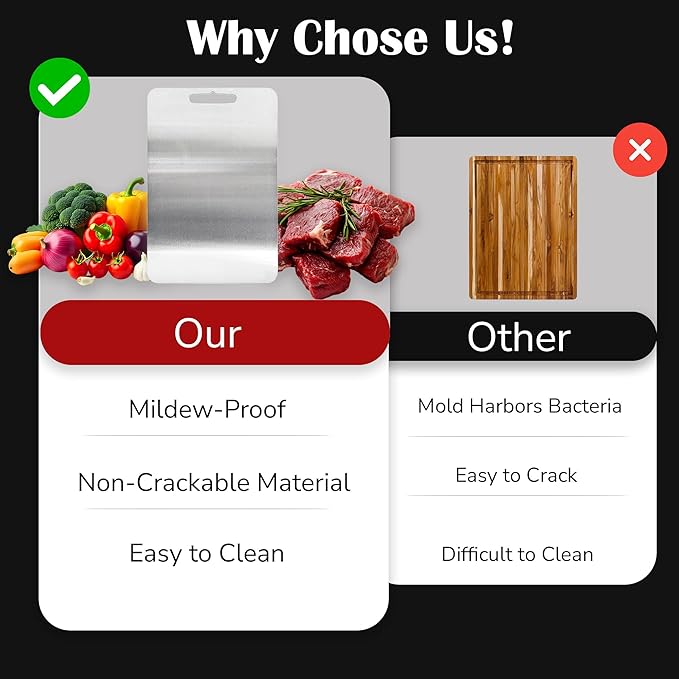 Titanium Cutting Board 12"x9" – 100% Pure Titanium, Scratch Resistant, Double-Sided, Dishwasher Safe, Durable Chopping Board with Handle for Kitchen, Camping & Outdoor Use