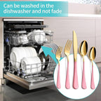 20-Piece Gold & Pink Silverware Set for 4, 18/0 Stainless Steel Flatware Cutlery Utensils Set, Includes Dinner Knives, Forks, Spoons, Salad Forks, Teaspoons, Dishwasher Safe