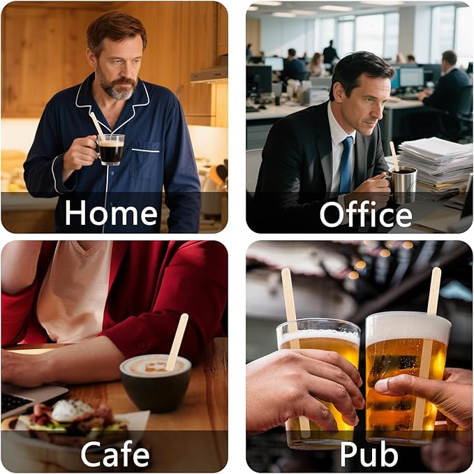 1000 Pack Birch Wood Coffee Stirrers, 7 Inch Sturdy Coffee Stir Sticks, Smooth Round Ends, Splinter-Free Disposable Stir Sticks for Coffee, Cocktails, Office, Home Use