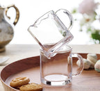 Ackers Clear Espresso Cups Set of 2,4 OZ Double Spouts Cups,Milk Cup with Handle, Espresso Accessories for Machine, Small