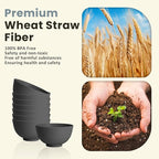 Homienly Wheat Straw Small Bowls, Dessert Bowls for Kitchen, Camping, Party, Unbreakable Mini Bowl Set of 8, 10 OZ Microwave and Dishwasher Safe Appetizer Bowl,Yogurt Bowls Set (Dark Grey)