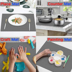 2MM Extra Thick Silicone Mats for Kitchen Counter, 23.6" x15.7" Non-Slip Waterproof Large Countertop Protector Mat, Heat Resistant Mat, Washable Silicone Craft Mat, Placemat, Baking Mat, Black