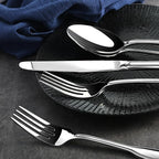 Silverware Set for 8, Stainless Steel Cutlery Set with Wide Handles, Mirror Polished Utensils Spoons and Forks Set, Dishwasher Safe (Silver, 40 Pieces for 8)