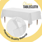 Party Solids 66% Thicker Premium Plastic Table Cloth Rectangle Table Cover 0.5 Mil 12 Pack White Table Cloth 54 Inch x 108 Inch Disposable Tablecloth Won't Tear Easily Like Cheap Thin Brands