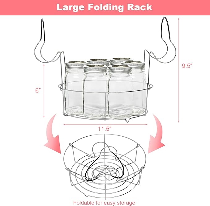 yeshine 21.5 Quart Canning Pot with Rack and Lid, Large Water Bath Canning Pot Set with Full Canning Tools Set, Stainless Steel Canner Supplies Starter Kit for Beginners for Home, Kitchen (Pink)