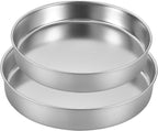 Inqibee Round Cake Pan Set of 2,18/8 Stainless Steel Round Cake Baking Pans,8-9.5 Inch,Physics Anti-Stick and Scratch,Non-Toxic and Easy to Clean