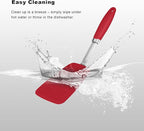 Silicone Spatulas Set Turners Tongs Cooking Utensils Set High Heat Resistant Kitchen Scraper Spatulas for Cooking Mixing Baking BPA Free Dishwasher Safe, Red