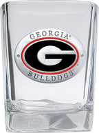 Heritage Pewter University of Georgia Square Shot Glass | Hand-Sculpted 1.5 Ounce Shot Glass | Intricately Crafted Metal Pewter Alma Mater Inlay