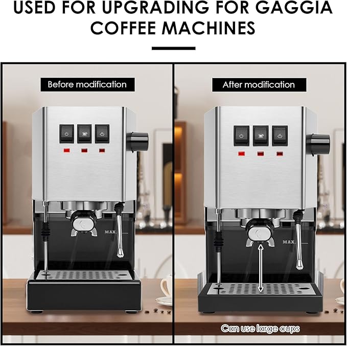 Low Profile Thin Drip Tray and 6 Bar 9 Bar 12 Bar OPV Spring Modification Kit with Long Stainless Steel Tube, Compatible with Pro Gaggia Classic Espresso Coffee Machine (5 Piece Set)