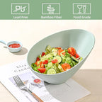 Bamboo Fiber Salad Bowls, 4 Packs Serving Bowls Blue Green, Compostable 33 Ounce Elegant Angled Bowls for Salad, Pasta, Soup, Prep, Ideal for Home and Restaurant(Blue Green, 9.5Inch)