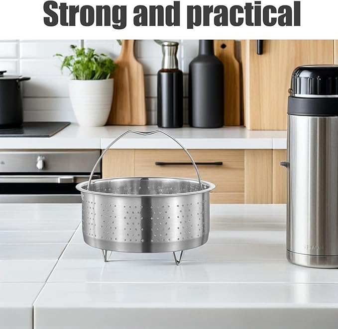 UPKOCH Stainless Steel Vegetable Steamer Basket for Cooking, 6.88 Inch Steaming Basket for Pot, Dumplings, Veggies, Rice, Seafood, Home and Restaurant Use