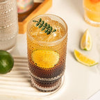 4 Pack Vintage Glassware Drinking Glasses Set, 16 oz Hobnail Glassware, Embossed Clear Water Tumbler, Cocktail Glass Cups for Kitchen and Bar, Perfect for Juice, Iced Coffee, Whiskey, Beer