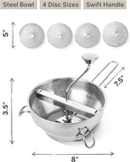 Upgraded 4-Disc Stainless Steel Food Mill – Ergonomic Rotary Design for Tomato Sauce, Applesauce, Baby Food, Mashed Potatoes, Jams, and More