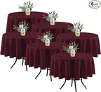 Fitable 6 Pack Burgundy Round Table Clothes - 70 Inches in Diameter - Stain Resistant and Washable Tablecloths, Polyester Fabric Table Covers for Wedding, Party, Banquet, Gathering