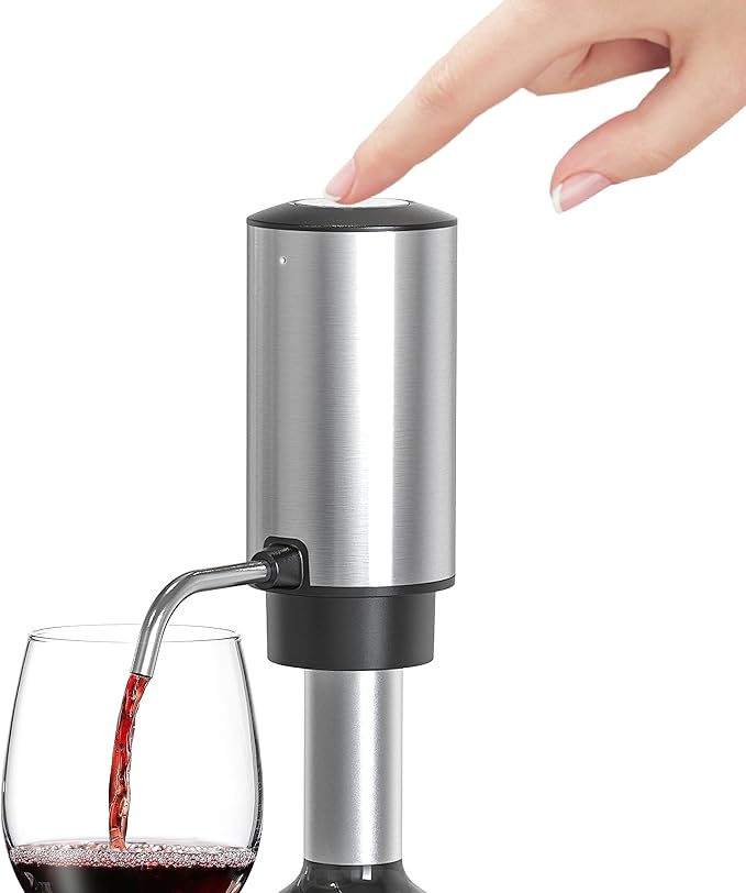 Wine Aerator Electric Wine Decanter Automatic Wine Aerator, Wine Dispenser withUSB TYPE-C Rechargeable for Wine enthusiasts & own use (Stainless steel)