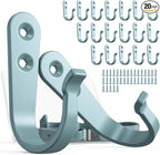 20PCS Heavy Duty Metal Wall Hooks, Coat Hooks for Hanging - Single Prong with 40 Screws (Coats Towels Backpacks) - Light Blue