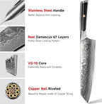 Sunnecko Gyuto Chef Knife 8 Inch, Damascus Kitchen Knife Japanese Chefs Knife Vg10 High Carbon Stainless Steel Kiritsuke Knife