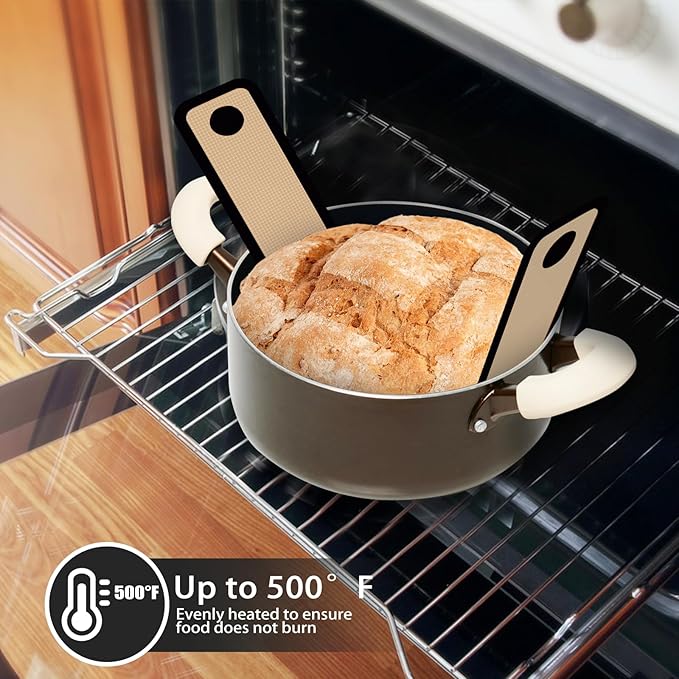 Silicone Bread Sling for Dutch Oven, Non-Stick & Easy to Clean Bread Baking Mat Set, 2 Pcs Reusable Bread Sling with Long Handle to Transfer Sourdough (Black, 2PCS Round)