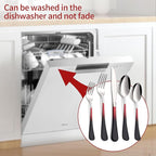 Colorful Silverware Set 20 Piece 18/0 Stainless Steel Flatware red and black Handle Cutlery Set Service for 4 Fork Knife Spoon Set Mirror Finish Dishwasher Safe