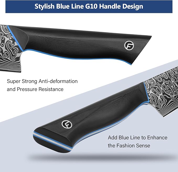 3PCS Kitchen Knife Set, Ultra Sharpe Chef Knife Set Forged of 67-Layer Japanese Damascus Steel, Premium Knives Set Professional Sharp Knives Set with G10 Handle