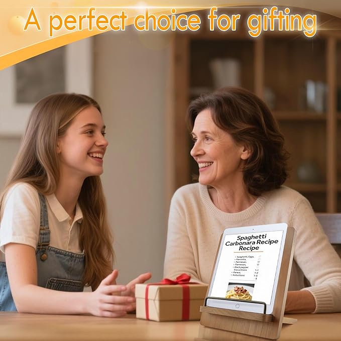 Wood Cookbook Stand Cookbook Holder: Kitchen Adjustable Cookbook Holder Recipe Stand for Counter Brown