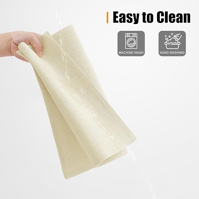 Homaxy Cloths Placemats for Dining Table Set of 6, Heat Resistant Washable Cotton Linen Blend Table Mats, Easy to Clean Place Mats for Indoor Outdoor Party Kitchen Decoration, 13" x 19", Cream