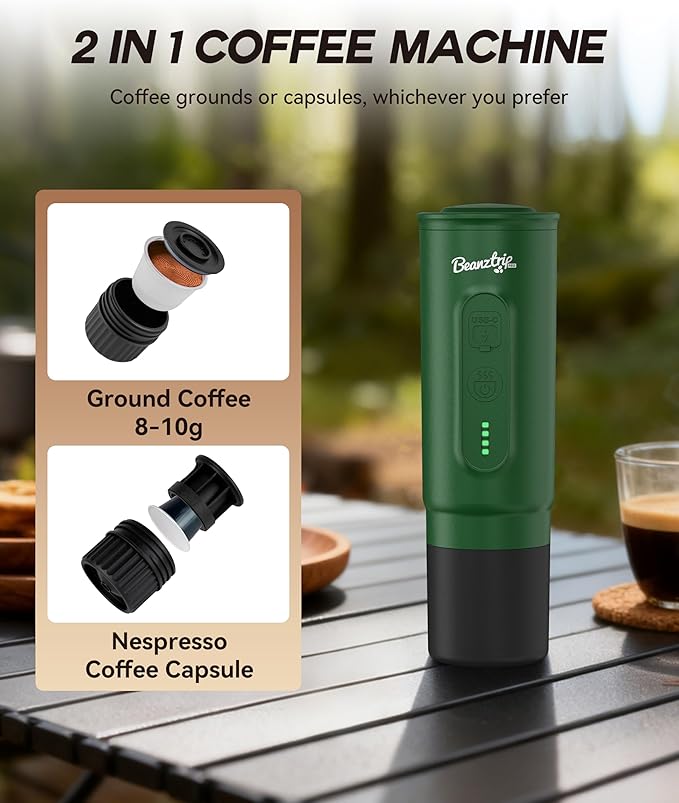 H02 PRO Portable Espresso Maker, Compatible with NS Capsule & Ground Coffee, Christmas Gift Coffee Maker, 20 Bar Self-heating Small Electric Travel Espresso Machine for Camping, Hiking