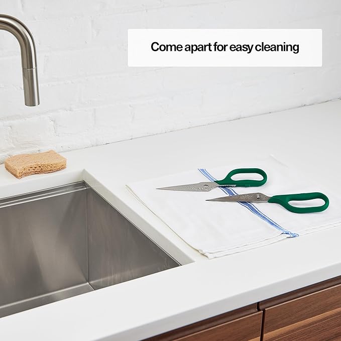 Misen Heavy Duty Kitchen Shears - Comfortable Ambidextrous Scissors for Meat, Poultry, Herbs & More - Easy to Clean - German Stainless Steel - Large | Green