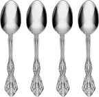 Oneida Michelangelo Fine Flatware Teaspoons, Set of 4 , 18/10 Stainless Steel, Silverware Set, Dishwasher Safe