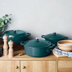 Sur La Table Enameled Cast Iron Deep Braiser, 5 qt, Dark Teal