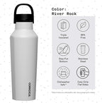 Corkcicle Sport Canteen Insulated Tumbler, River Rock, 20 oz – Reusable Water Bottle Keeps Beverages Cold for 25 Hours & Hot 12 Hours – Cupholder Friendly Tumbler with Screw-On Cap