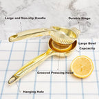 Lemon Squeezer, Heavy Duty Zinc Alloy Manual Lemon Juicer, High Yield Threaded Groove Small Oranges Limes Citrus Juicer Hand Press, Juice Maker for Cocktails Home Restaurant Kitchen Utensils(Gold)