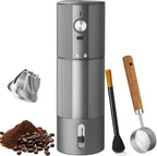 Portable Coffee Grinder Electric Burr Coffee Grinder with 45 Adjustable Settings, Rechargeable Coffee Grinders for Espresso, Travel, Camping and Office (Silver)