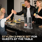 Electric Salt and Pepper Grinder Set, Rechargeable Automatic Salt Pepper Shakers Mills, Adjustable Coarseness Easy Filling with Base, for Kitchen Outdoors Gift- 2 Packs, Upgrade Black