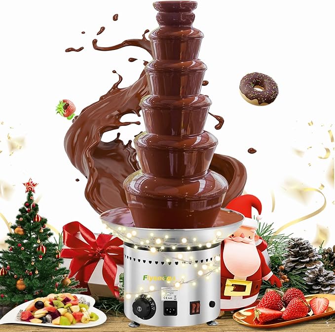Commercial Chocolate Fountain 6 Layers 19Lbs Large Chocolate Fondue Tower Stainless Steel Hot Chocolate Waterfall for Nacho Cheese Knob Control