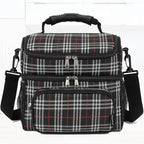 FlowFly Double Layer Cooler Insulated Lunch Bag Adult Lunch Box Large Tote Bag for Men, Women, With Adjustable Strap,Front Pocket and Dual Large Mesh Side Pockets