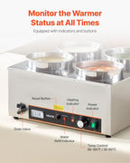 VEVOR Electric Soup Warmer, Four 6.34QT Stainless Steel Round Pot with 86~185°F Adjustable Temp, 1500W Commercial Bain Marie with Anti-Dry Burn and Reset Button, Soup Station for Restaurant, Buffet