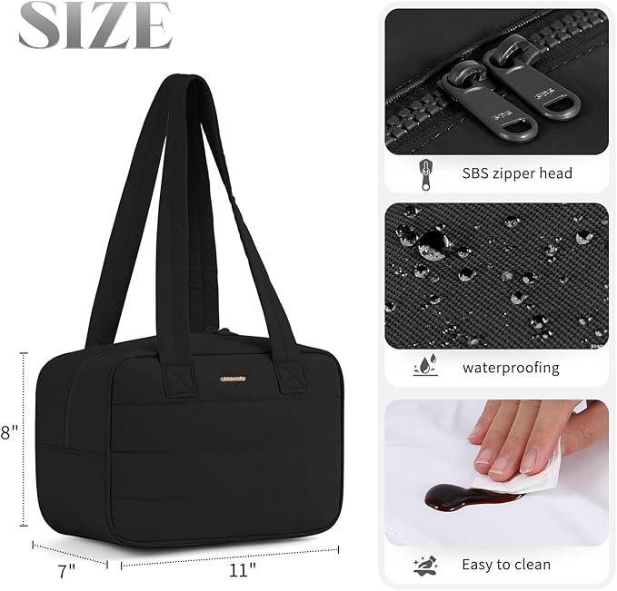 Insulated Lunch Bag，Freezable Lunch bag，Built-in Ice Pack Small Cooler，Lunch Bags for Women ，Waterproof and Durable，Suitable for Work, Picnics, Travel, and Meal Preparation（Black）