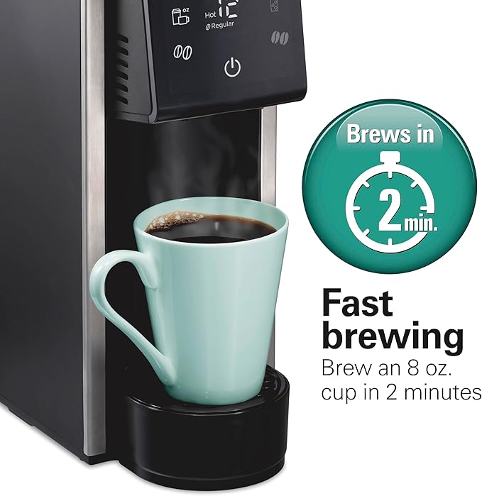 Hamilton Beach FlexBrew Advanced 4-in-1 Single Serve Hot & Iced Coffee Maker with Removable 45 oz. Water Reservoir, Use Pod Packs and Grounds, Fast Brewing, LED Touchscreen, Black (49925)