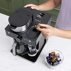 Ninja CFN602 Espresso & Coffee Barista System with Ristretto Function, Single-Serve Coffee, Compatible with Nespresso Capsule, 12-Cup Carafe, Built-in Frother, Cappuccino & Latte Maker (Renewed)