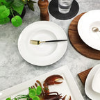 Pasta Plates with Rim 12 oz, Soup Bowl Pasta Bowl Set of 4, White Shallow Bowl Plate, Ceramic Wide Rimmed Soup Bowl, Best choice for high-end restaurants, hotels, and foodies, 11 Inch