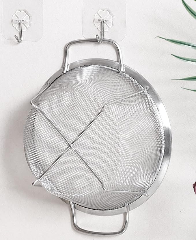 Stainless Steel Mesh Colander Strainer Basket, 4 Quart Fine Mesh Net Colander with Heavy Duty Handles & Wide Rim & Resting Feet for Strain, Drain, Rinse, Fry, Steam or Cook Vegetables & Pasta
