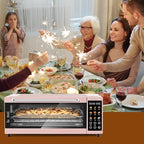 SEEDEEM 9-in-1 Air Fryer Oven, 16-Quart Countertop Convection Oven with Toaster, Broil, Pizza, Dehydrator, Large Capacity Kitchen Appliance in Pink, Silver, Black