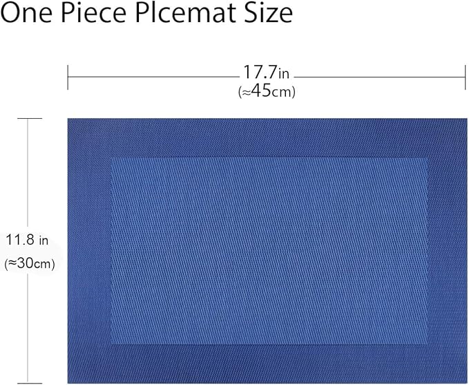 PIGCHCY Placemats Vinyl Washable Table Mats Elegant Non-Slip Placemats for Dinner Table Set of 4 (Navy Blue)