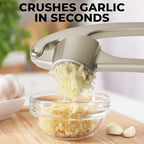 Zulay Kitchen Large Premium Garlic Press Set - Bigger Bowl for Bigger Garlic - Rust Proof & Dishwasher Safe Garlic Mincer Tool - Easy-Squeeze, Easy-Clean Silicone Garlic Peeler & Brush (Silver)