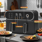 iceagle Dual Air Fryer 11 Quart - 6-in1 Airfryer with 2 Frying Baskets, Precise-control Knob | Sync & Dual Cook Functions to Ary Fry, Roast, Broil, Reheat and Dehydrate for Easy and Crispy Meals