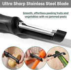 Beneno Swivel Vegetable Peeler, Razor-Sharp Smooth Peeling Stainless Steel Blades, Ergonomic Comfort Non-Slip Rubber Handle, Durable Kitchen Peeler Tool with Potato Eye Remover, Dishwasher Safe, Black