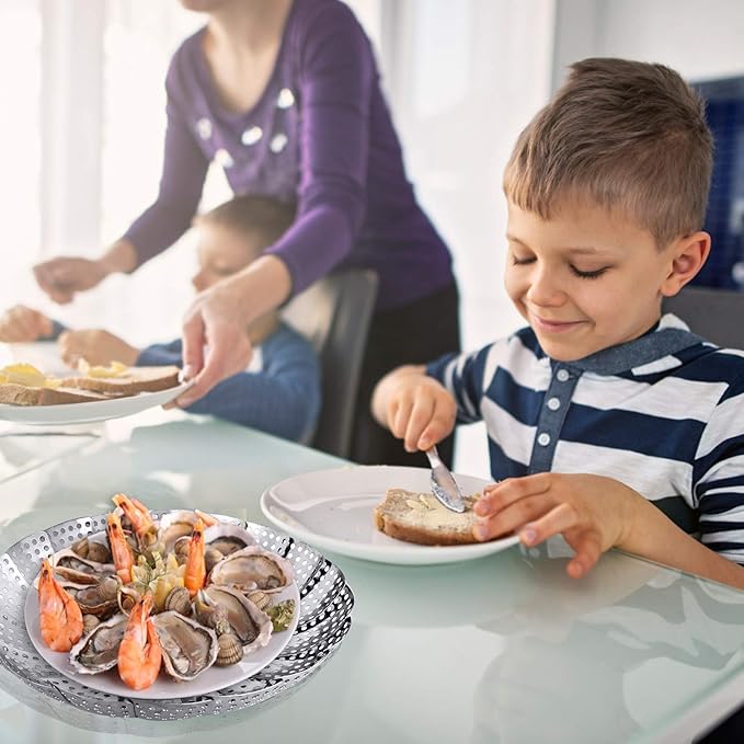 Veggie Vegetable Steamer Basket, Folding Steaming Basket, Metal Collapsible Stainless Steel Steamer Basket Insert for Cooking Food, Expandable Fit Various Size Pot(5.9" to 9.8") YLYL