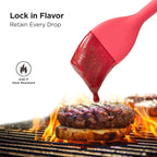 Kitchen Mama WaltzGrip Platinum Silicone Basting Pastry Brush: Set of 2 Heat-Resistant Brushes Utensils for Cooking, Baking, Grilling, Barbecue, and Spreading Oil, Butter, Egg - Dishwasher-Safe (Red)